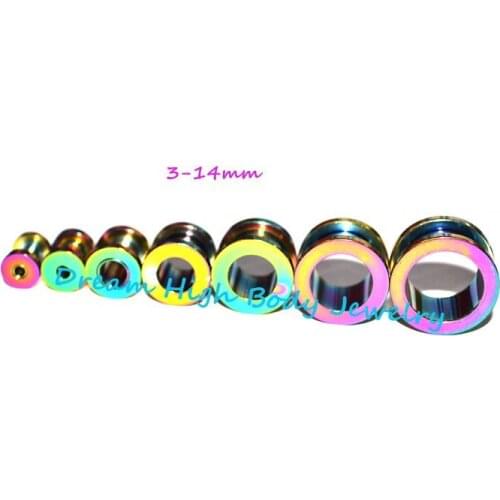Wholesale Rainbow Flesh Tunnel Ear Plug High Quality 316L stainless Steel Fashion Body Piercing Jewelry Ear Expander 3-14mm