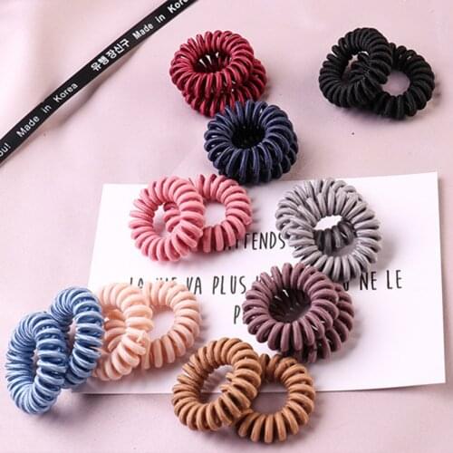 1Pcs Telephone Wire Line Cord Striped Wrap Black Cloth Hair Ring Elastic Hair Band Girls Hair Scrunchy Accessories For Women