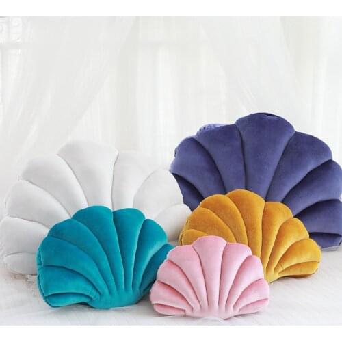Fairy Princesss Home Luxury Shell Stuffed Pillow Fantastic Velvet Pillow Sea Shell Home Decor Bed Sofa Cushion Decoration Gift