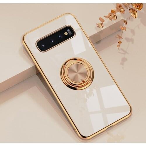 Luxury Plating Ring Case For Samsung Galaxy S10 Plus S20 Ultra S21 FE Note 20 9 10 A52 A72 A42 S20FE A 52 72 Stand Holder Covers