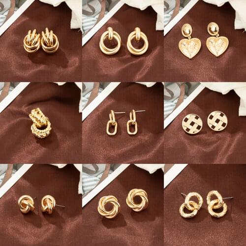 Fashion Punk Earrings For Women Bohemian Unusual Earrings Gold Metal Hanging Earring Geometric Earrings 2021 Trend Party Jewelry