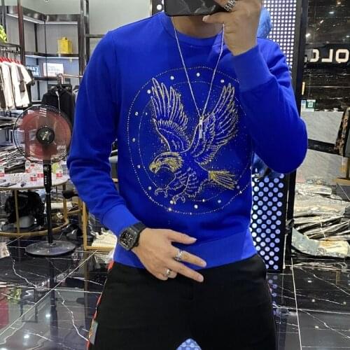 Super high-end personality brand 100% fashion animal studded hoodie casual slim pullover