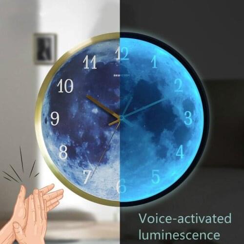 LED Wall Clock Modern Design Silent Night Lights LED Glowing Nordic Clocks Voice Control Living Room Decoration Large Watch