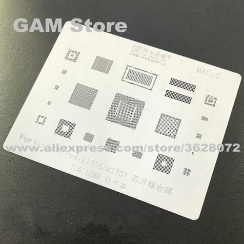 For MacBook Pro A1706 A1707 BGA Stencil Reballing IC Tin Plant Net Solder Amaoe Heat Template 0.12mm Thickness MAC:5 mac5