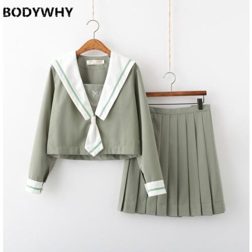 Uniform Japanese Sailor Suit Womens Academic Class Dress Pleated Skirt Suit Soft Younger Sister Suit School Skirt College