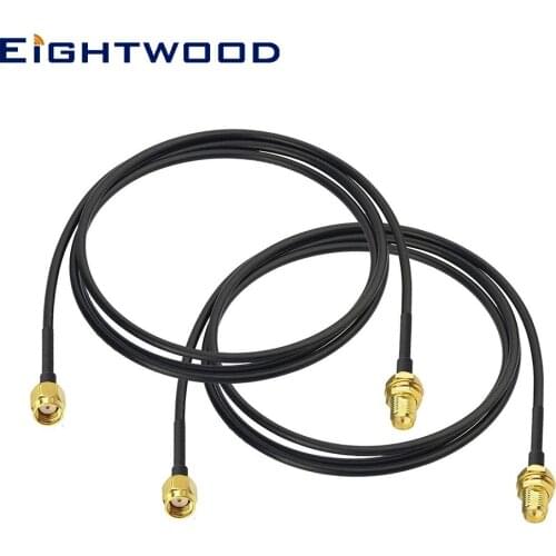 Eightwood 2pcs RP-SMA Male to RP-SMA Female Bulkhead Mount RG174 WiFi Antenna Extension Cable 1m for WiFi Router Security Camera