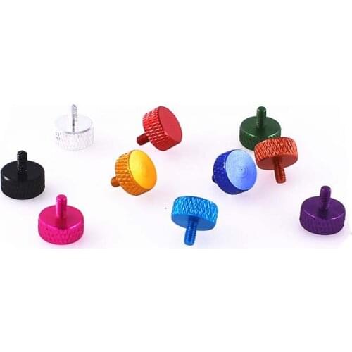 5pcs M3 aluminum alloy adjust handle screws big flat head pineapple grain hand screw ultralight aviation model bolt purple color