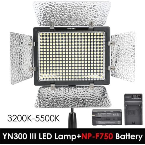 Yongnuo YN300 YN-300 III 3200k-5500K Camera Video Pro LED Video Light Optional w Battery Pack Kit for Studio Photography