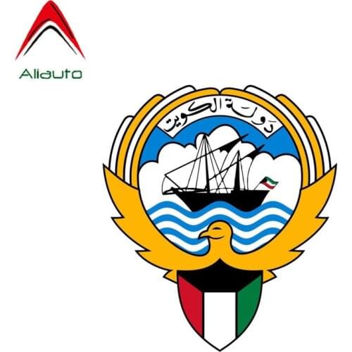Aliauto Funny Car Sticker Kuwait Flag Shield Coat of Arms Vinyl Decal Cover Scratches for Toyota Hilux Bmw E46 Volvo,13cm*11cm