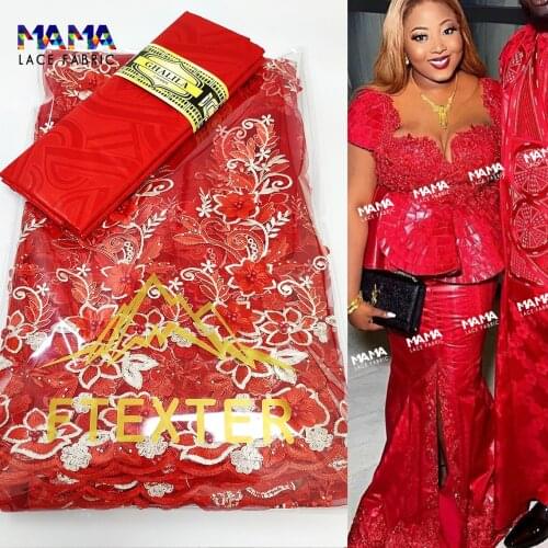 Factory Outlet !!! 2.5+2.5 2021 Latest African Lace High Quality Embroidered Net Lace With Bazin Riche Original DIY Dress Sewing