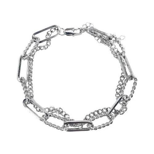 POTCET Womens Double Layer Irregular Bracelet Geometric Fashion Retro Hip Hop Personality Party Jewelry