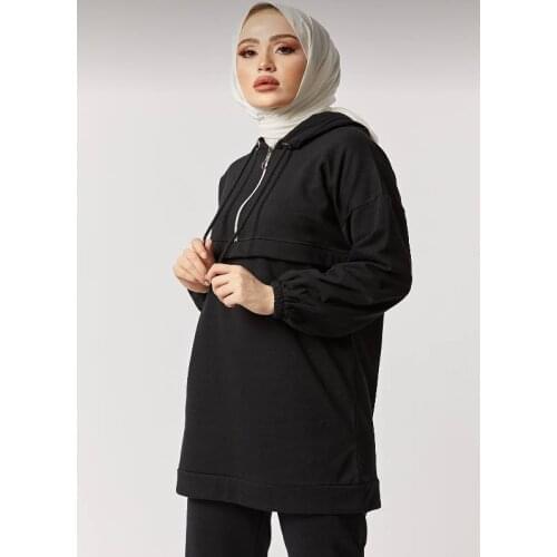 Womens suit gray half zipper dual sport suit muslim fashion islamic clothing