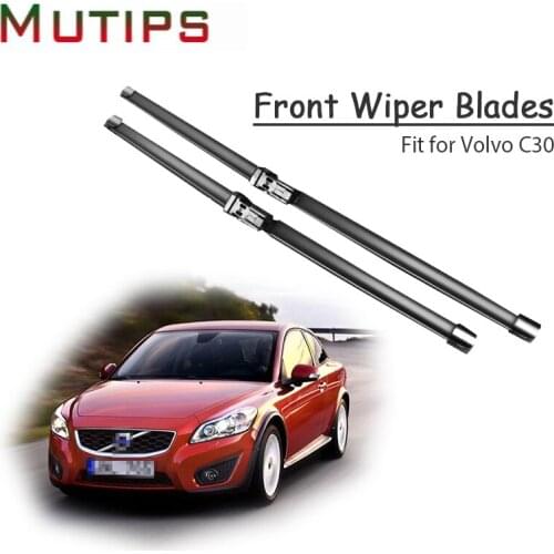 1Set Rubber Car Front Wiper Blade Body Kit Auto For Volvo C30 2013 2012 2011 2010-2006 Windscreen Original Replace Accessories