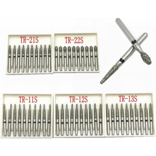 10pcs/set Dental Diamond Burs Drills High Speed Handpiece Polishing Whitening Tools Super Coarse Diamond Burs