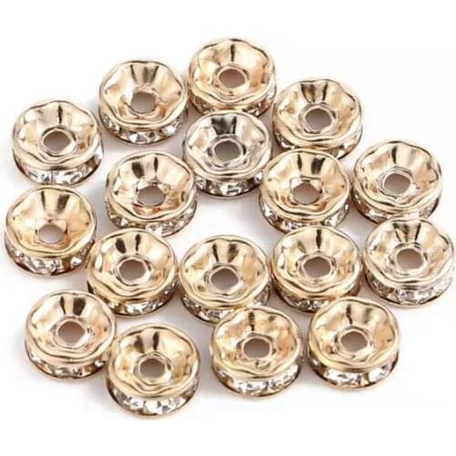 100 Pieces/Batch Diameter 5mm Diy Rhinestone Bead Bracelet Necklace With Spacer Ring Large Hole Jewelry Accessories