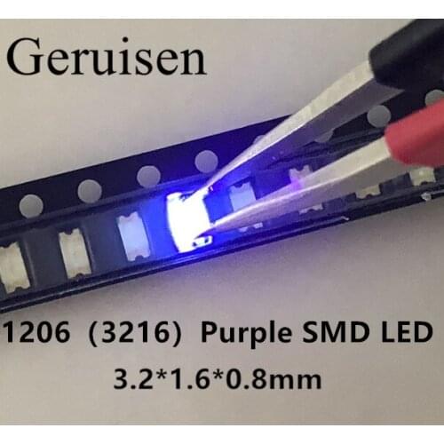 1206 purple/uv smd super bright lamp lights-emitting diodes 390-410NM 3..2*1.6*0.8MM SMD 1206 LED DIODES 1000PCS