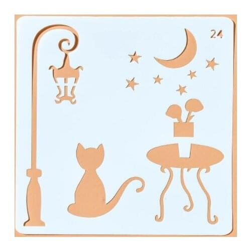 13*13 Cat Layering Stencils graffiti hand copied board hollowed out photo album graphic spray painting tool