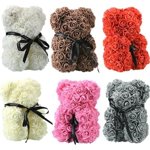2019 25cm Foam Bear of Roses Bear PE Artificial Flower New Year DIY Gifts for Women Valentines Day Lovers Gift