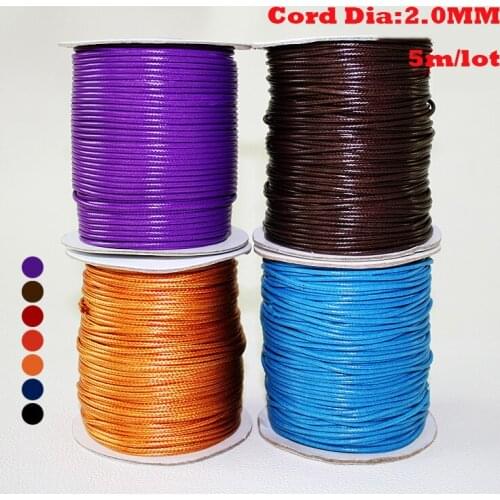 5 meters 2MM Waxed Leather Thread Cotton Cord String Strap Wholesale Necklace Rope for Necklace & Bracelet PS-FXT009