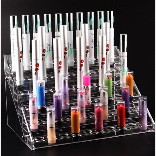 Acrylic 6 Layers Nail Polish Rack 60 Holes Lipstick Holder Makeup Organizer Desktop Lip Gloss Stand Cosmetic Organizer Box