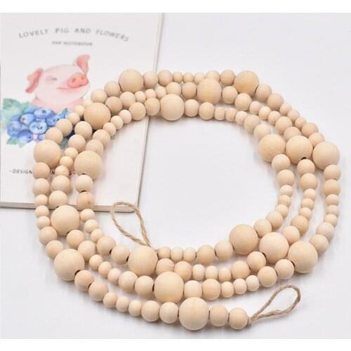 W3JE Wooden Beaded Garland Christmas Wood Bead Garland Garland Boho Decorations Wall Hanging Farmhouse Home Decor Rustic Coun