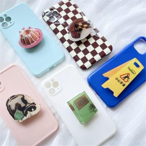 Cartoon Cake Tiramisu Mobile Phone Holder Grip Mount Socket Fold Smartphones Pocket Tablet Desktop Stand Bracket Phone Holder
