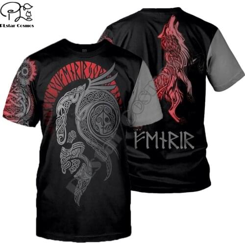 PLstar Cosmos Viking Tattoo Warrior Harajuku Newest Retro Streetwear Unisex Summer Casual 3Dprint Tees T-shirt Short Sleeve A-1