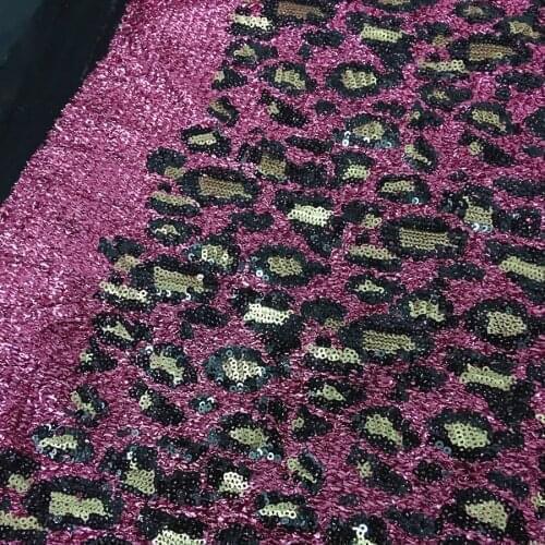 GLace 1Y/lot Purple african leopard sequins mesh sewing fabric for women derss DIY accessories TX1385
