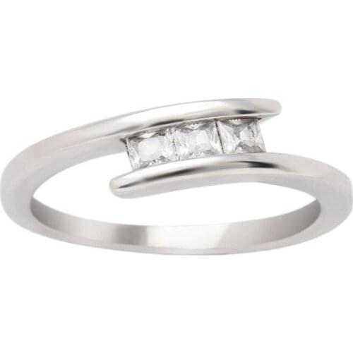 Hainon Classical 3 pcs Clear Square Romantic Wedding Rings For Women Jewelry Silver Color Engagement Finger Rings Jewelry