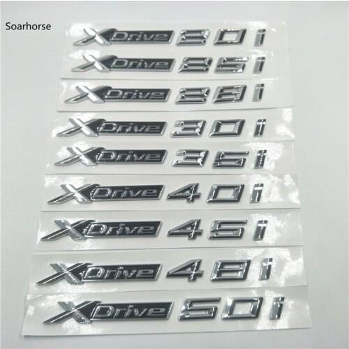 Chrome ABS Trunk Number Letters Badge Emblems Sticker for BMW XDrive 20i 25i 28i 30i 35i 40i 45i 48i 50i