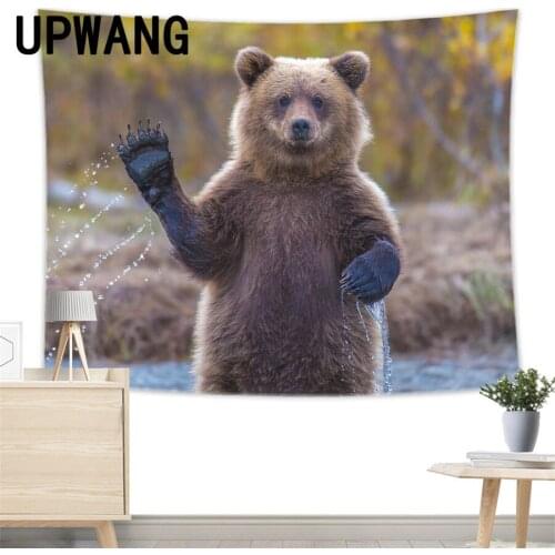 Brown Bear Tapestry Wall Hanging Sandy Beach Picnic Rug Camping Tent Sleeping Pad Home Decor Bedspread Sheet Wall Cloth