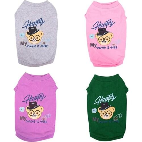 Summer Pet Vest Cartoon Printed Breathable Clothes for Puppy Kitten Cat Dog French Bulldog T-shirt Clothing Pet Supplies