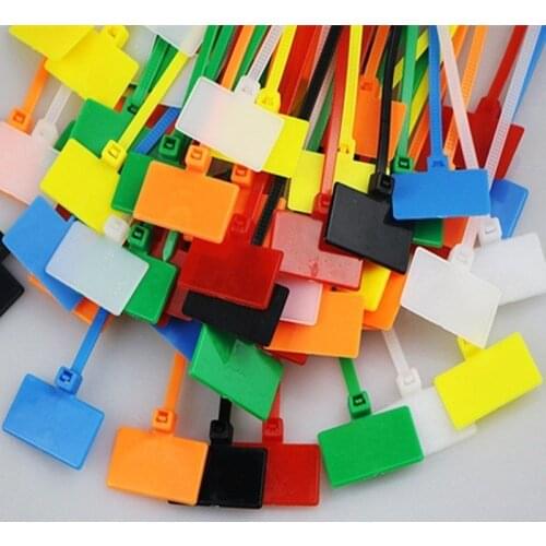 50pcs 4x150mm Muti-purpose Nylon Tie Tags Self-Locking Network Cable Zip Trim Wrap Loop Wire Straps Label