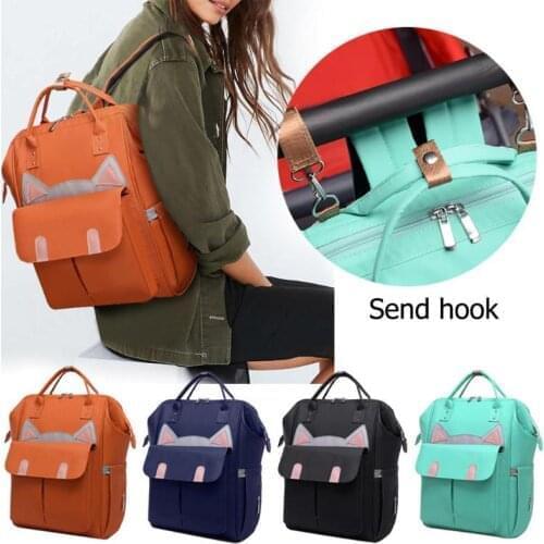 Fashion Mummy Maternity Nappy Bag Cute Cat Large Capacity Baby Bag Travel Backpack Designer Nursing Bag for Baby Care with Hooks
