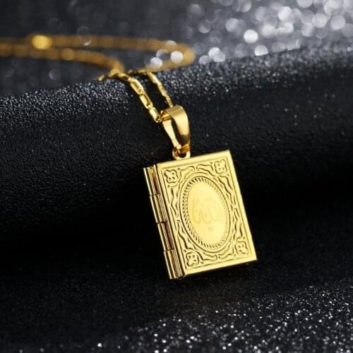 Fashionable Punk Allah Logo Openable Islamic Quran Amulet Necklace