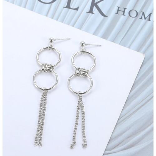 2019 Fashion Korean Fashion Earrings Simple Cold Wind Circle Long Temperament Personality Hip Hop Chain Earrings Wholesale