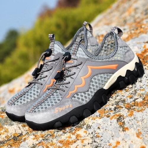 2021 Summer Breathable Men Hiking Shoes Mesh Outdoor Men Sneakers Climbing Shoes Men Sport Shoes Quick-dry Water Shoes
