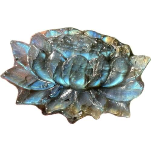 Natural pull feldspar lotus hand-carved quartz crystal random Buddhism