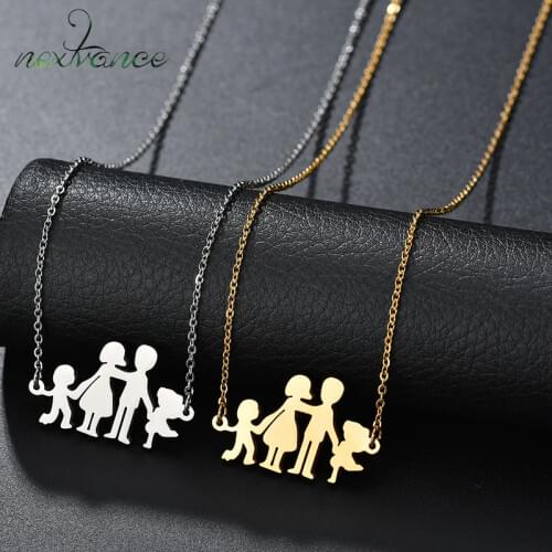 Nextvance Father Mothe Son Daughter Family Necklace Parent Kids Boy Girl Pendant Necklaces for Anniversary Gift