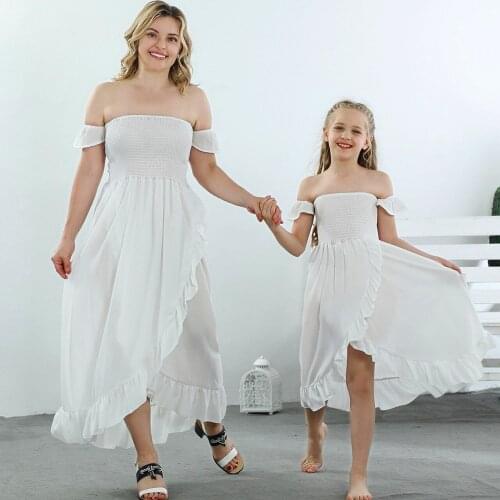 Mother Daughter Dress Ruffle Family Matching Dresses Off Shoulder Mommy And Me Clothes Summer Mom And Daughter Matching Clothes
