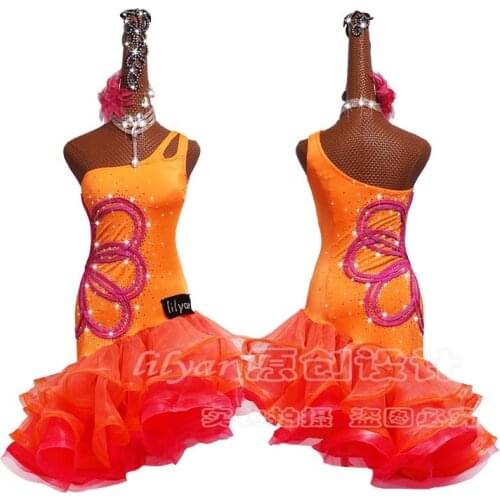 New Latin Dance Dress Competition Dress Costumes Skirt Performing Dress Adult Customize Children Red Matador Skirt Split Skirtes