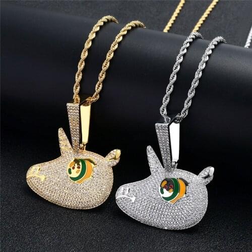 Full Cubic Zircon Cartoon Unicorn Pendant Necklace Luxury Hip Hop Iced Out Designer Jewelry With 24 Inches Chain For Women Men