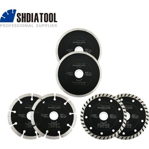 SHDIATOOL 10 Sets Dia115mm/4.5" Sintered Diamond Blade For Tile Stone Continuous Rib+Segmented+Turbo Rim 3pcs/set Cutting Disc