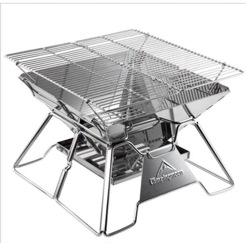 Portable stainless steel barbecue folding barbecue outdoor charcoal stove non-stick surface outdoor camping picnic tool