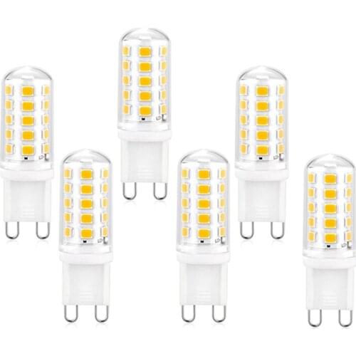 6Pcs 3000K 3W 350 Lm Led G9 Lamp, 360 ° Rotation Angle, Dimmable, No Flicker, perfect for Chandelier Lighting,Warm White