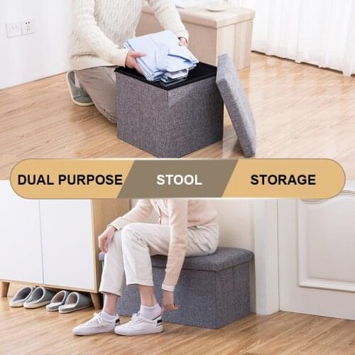 Dual Purpose Storage Stool 100-200kg Load-Bearing Furniture Storage Organizer For Living Room Sundries Kid Toys Foldable Box