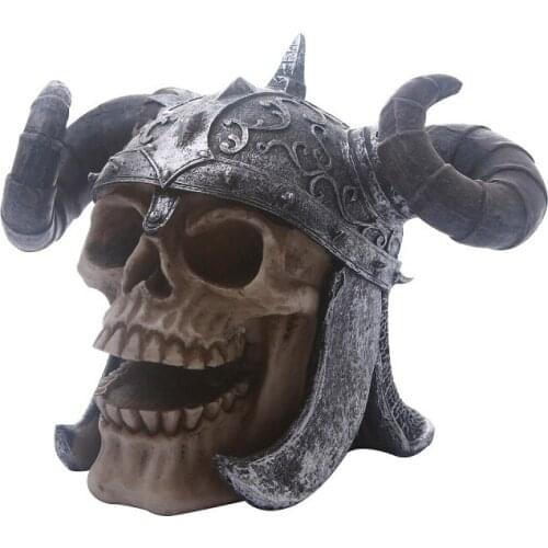 Party Supplies Human Horns Animal Skull Resin Skeleton Sculpture Wall Mount Desk Ornament For Party Halloween Decor Accessories