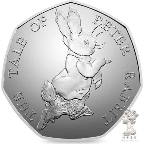UK 2017 50 Pence Rabbit 100% Real Original Coins Currency Coins Unc