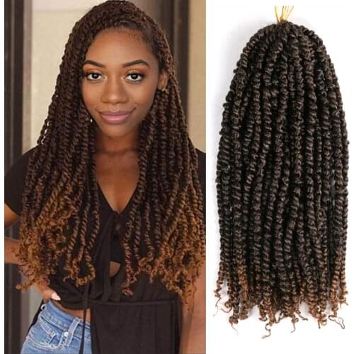 Passion Twist Crochet Hair 18 Inch Synthetic Crochet Braids Hair Extensions Ombre Braiding Black Brown Hair For Women