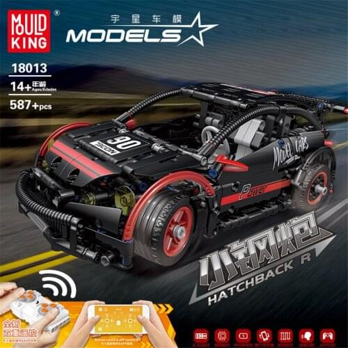 Mould King 18013 High-tech Buiding Sets 587pcs App Control Motorized Hatchback Type R Sport Racing Car Building Blocks Bricks